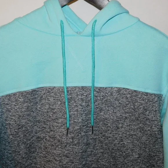 C. Cline Hoodie NWT Aqua Black & Gray Size Large - Picture 2 of 11